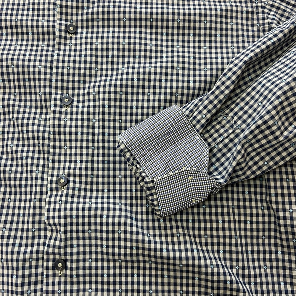 BLU by Polifroni Button Down Dress Shirt Blue Check Size XL - Picture 8 of 8